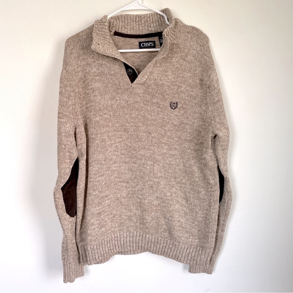 Chaps crew neck long sleeve brown sweater